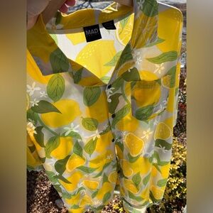 MAD Engine Lemon Pattern Men's Shirt - Yellow and Green sze XL